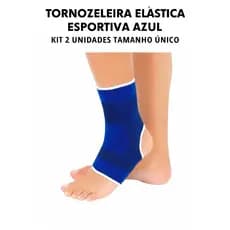 Tornozeleira Elástica Esportiva Azul Kit 2 Unidades Tamanho Único