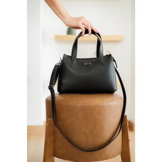 Bolsa Feminina Média para Trabalho e Eventos Lorena Preta