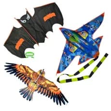 Pipa Chinesa Grande Poliéster 3D Importada Formato Morcego Águia ou Avião + 30 metro de Linha Brinquedo Infantil Criança