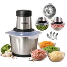 Processador De Alimentos 2L Moedor De Carne Gourmet 3 Velocidades Turbo Triturador Elétrico 110 Ou 220 Volts Inoxidável