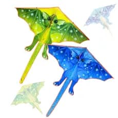 Pipa Dragão Dinossauro Big Gigante 3D Dino Voador 145Cm X 140Cm Verde Ou Azul Em Poliéster Fibra Com 40Mts Linha Nylon