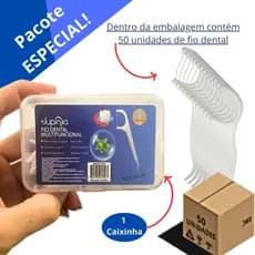 Fio Dental Hast Prática Com Supote Caixinha Higiênica Com 50pçs Portatil Descartável Sem Sabor