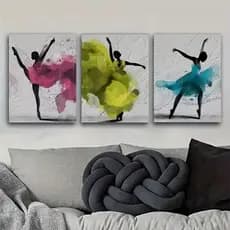 KIT 3 Quadros Bailarinas Abstrato Dança | Decoração Sala Colorido Moderno