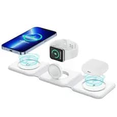 Carregador Sem Fio Magsafe Dobrável 3 Em 1 Wiwu