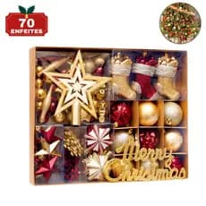 Kit 70 Bolas Enfeites Para Arvore De Natal Com Pendentes Decoração Natalina Luxo