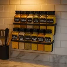 Porta Temperos e Condimentos Cozinha com 12 Potes de tempero Tampa fliptop