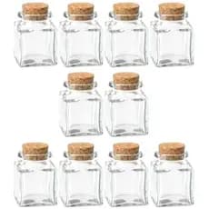 kit 10 Potes Vidro 40ml com Tampa de Rolha para Condimentos Temperos Cozinha Lembrancinhas