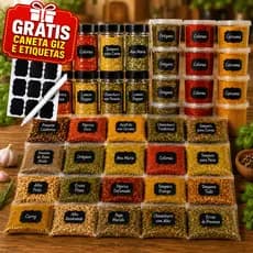 Kit 20 Temperos Naturais Sem Conservantes Para Cozinha – Especiarias Artesanais Condimentos + Etiquetas e Caneta Giz