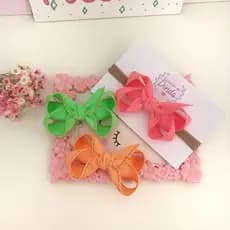 Laço boutique jeans neon (TAMANHO P) laço neon faixinha para bebê faixa para bebe