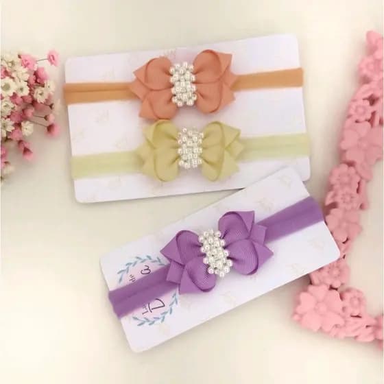 kit faixinha de cabelo para bebê lacinho com pérolas faixinhas de bebe presilha para bebe PRESILHA INFANTIL