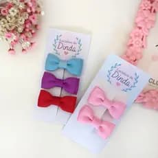 Kit Mini laço gravatinha duplo (Presilha toda forrada e com borrachinha antideslizante) laço para bebe presilha bebe