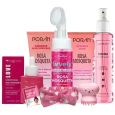 Kit skin care limpeza de pele rosa mosqueta faixa completo + brinde