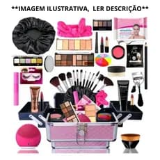 Kit Maquiagem Completo 12 itens + brinde Com Pincéis Necessaire Base