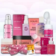 Kit skin care completo para corpo e rosto variados + brinde