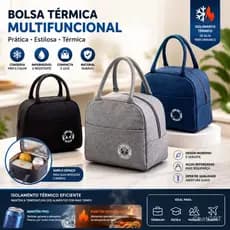 Bolsa Térmica Fitness Marmita Viagem Nécessaire Eco Cor Lisa