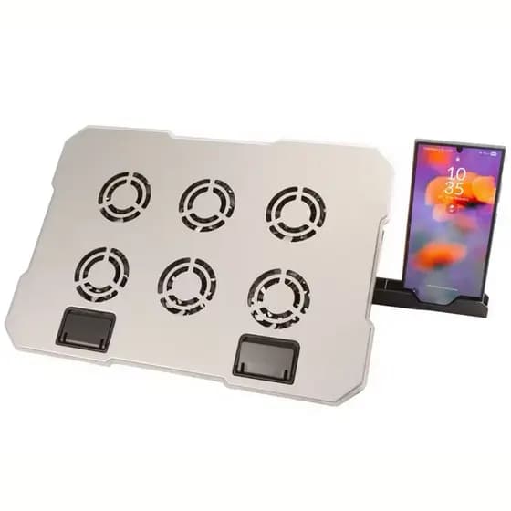 Cooler para Notebook com Ventoinha, LED e Suporte para Celular – Base Refrigerada Ergonômica