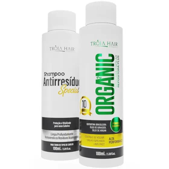 Kit Escova Progressiva Organic Alta Performance (Edição Especial 10 Anos) 100ml - Tróia Hair