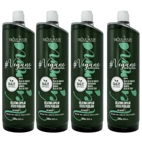 4 Ativo Vegano Gelatina Capilar Repositora - Troia Hair 1l Escova Progressiva