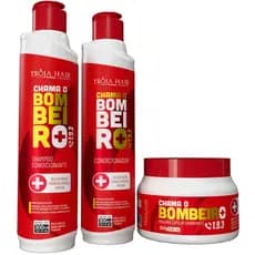 Kit Capilar Chama o Bombeiro Tróia Hair | Hidratação, Reparação e Nutrição Completa 3 Itens