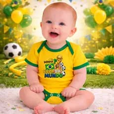 Body Bebê Infantil Unissex Minha primeira Copa Times de futebol Brasil