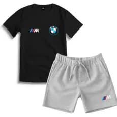 Kit Camiseta / Short Infantil Juvenil BMW Carro Short Moletinho Camiseta 100% Algodão Sport M