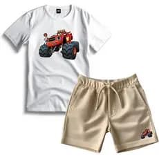 Kit Camiseta / Short Infantil Juvenil Short Moletinho Camiseta 100% Algodão BLAZE MONSTER MACHINE