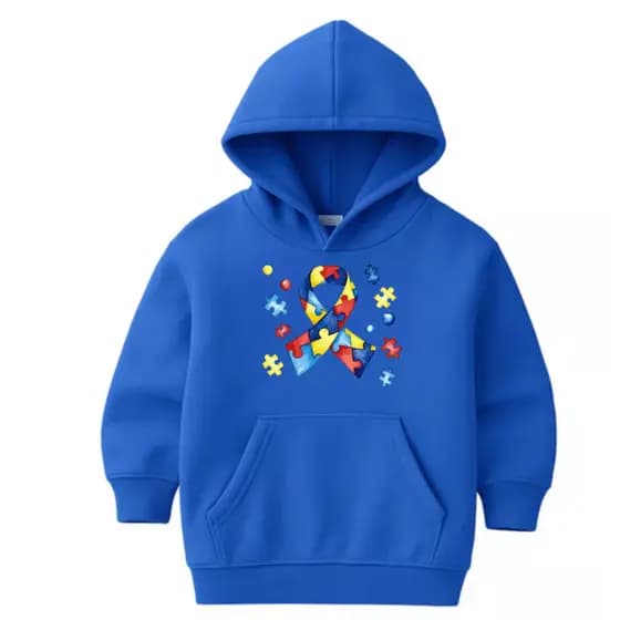 Moletom Infantil Autismo Com Capuz e Bolso Forrado por Dentro Ideal Para Inverno Blusa de Frio