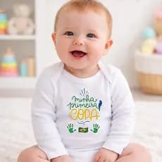 Body Bebe Infantil Unissex Minha Primeira Copa do Mundo Rumo ao Hexa Brasil Manga Longa