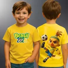 Camiseta Feminina Brasil 2026 Copa Do Mundo Estampa Frente e Costa - Promoção