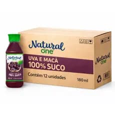 Kit 12 Suco de Uva e Maçã NATURAL ONE 180ml 100% suco