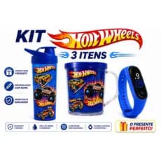 HOT WHEELS Garrafa de Água Copo e Relógio com Nome da Criança Presente Aniversário Escola ENVIO FULL