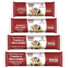 500 Saco Plástico para Freezer e Micro-ondas 2 L , 3 L, 5 L e 7 L - Vabene