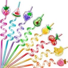 Kit 4 Canudos Espiral Sortidos Bichos/frutas - Silver Festas Design Vibrante