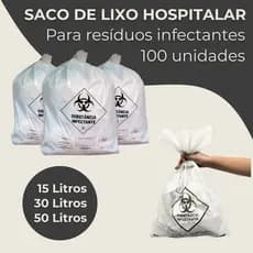 100 Sacos de Lixo Resíduo Infectante Hospitalar Vabene 15L - 50L - 30L Grande Qualidade