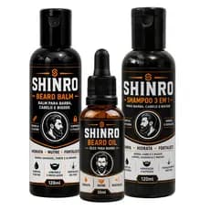 Kit Barba Shampoo 3 em 1 Balm e Óleo 30ml Maciez Brilho e Controle
