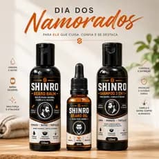 Kit Para Barba Shampoo 3 em 1 Balm e Óleo 30ml Presente Dia Dos Namorados