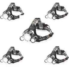 Kit 5 Lanterna Recarregável de cabeça 3 leds Forte Camping Acampamento Escalada
