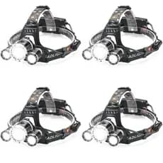 Kit 4 Lanterna Recarregável de cabeça 3 leds Forte Camping Acampamento Escalada