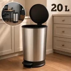 Lixeira Tipo INOX Luxo C/ Pedal E Tampa 10L ou 20 Litros Para Banheiro Escritório Cozinha Quarto