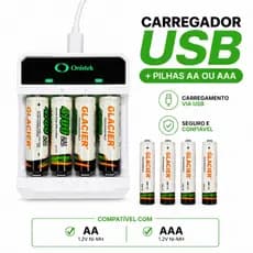 Carregador de pilhas e  pilhas recarregáveis AA/AAA Bateria Universal 9V
