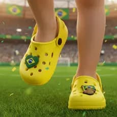 Babuche Sandália L1 Infantil Copa do Mundo Capivara e Bandeira Confortável
