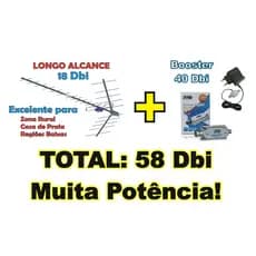 Antena Tv Digital Externa Yagi 4k hdtv Alta Ganho de sinal Potencia 18 Dbi Prohd-1118 com Amplificador booster + 1m cabo
