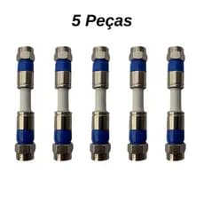 Kit 5 Peças Emenda Conector Compressão F Macho Macho Coaxial TV Rg6 Rg59 Rerforçado