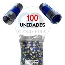 Conector Rg6 De Compressão Profissional para Cabo Coaxial 100 unidades - Proeletronic