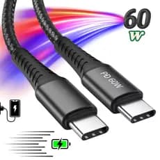 Cabo Tipo C Usb C Turbo Carregamento Rapido 60w 2 Metros