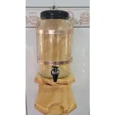 Suqueira de Vidro com Suporte de Madeira, torneira cromada resistente.