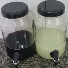 Suqueira de Vidro de 3 litros  Kit com 2 unidades, com Torneira Cromada Preta e Tampa Preta