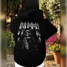 Moletom com Capuz Balaclava Masculino com Estampa de Caveira, Zíper e Capuz , Estilo Street REF-4485