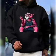 Moletom Casual Masculino com Capuz, Moletom Masculino Estampa Leopardo Rosa, Moletom Mascul REF-4522