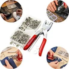Kit Alicate Pressão De Botão Para Roupa Bolsa Tecido Jeans